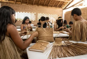 produtos de carnaúba em escola indígena
